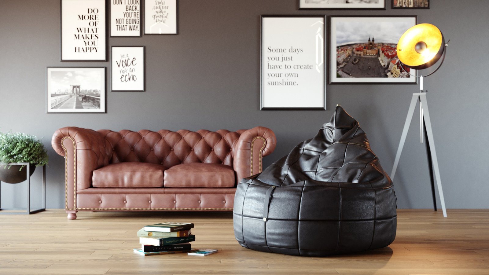 Salotto Industriale Render