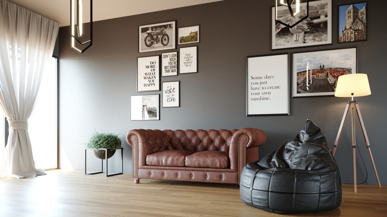 Salotto Industriale Render