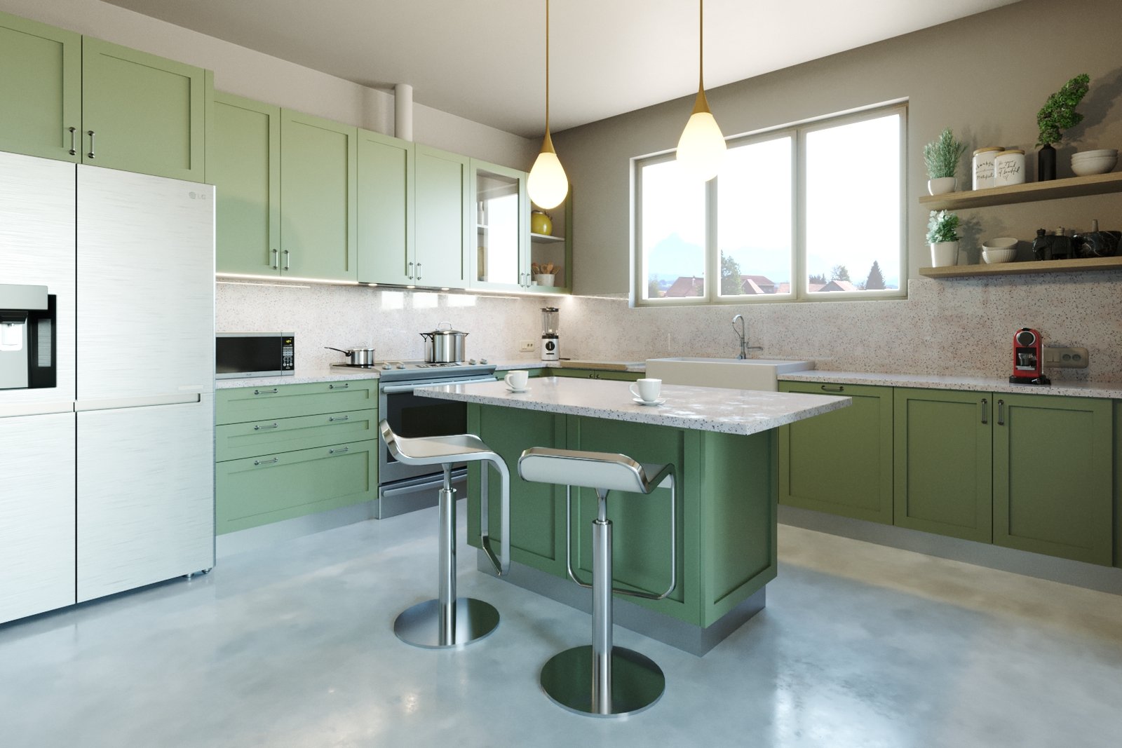 Cucina con top stile Terrazzo Veneziano