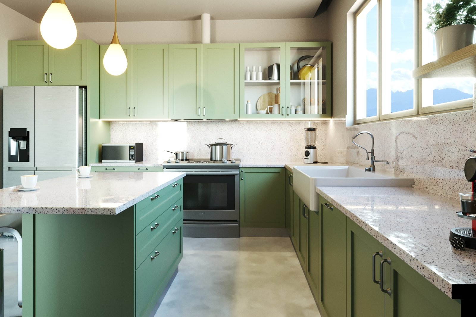 Cucina con top stile Terrazzo Veneziano