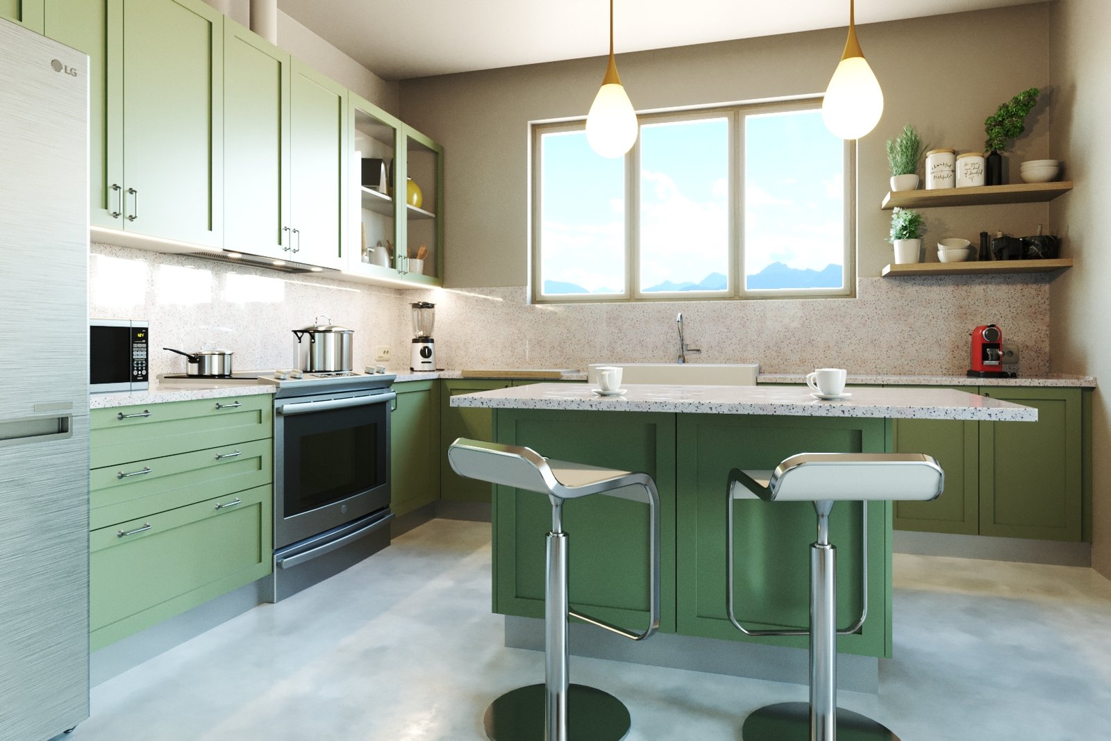 Cucina con top stile Terrazzo Veneziano