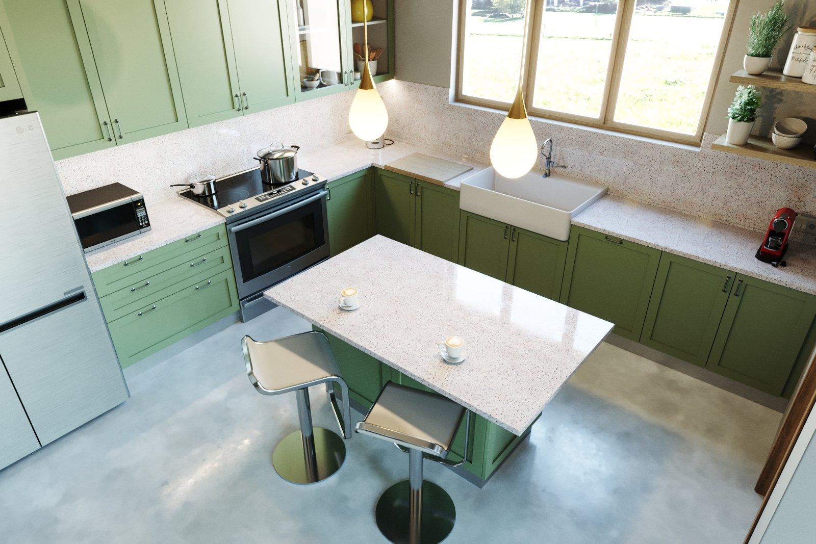 Cucina con top stile Terrazzo Veneziano